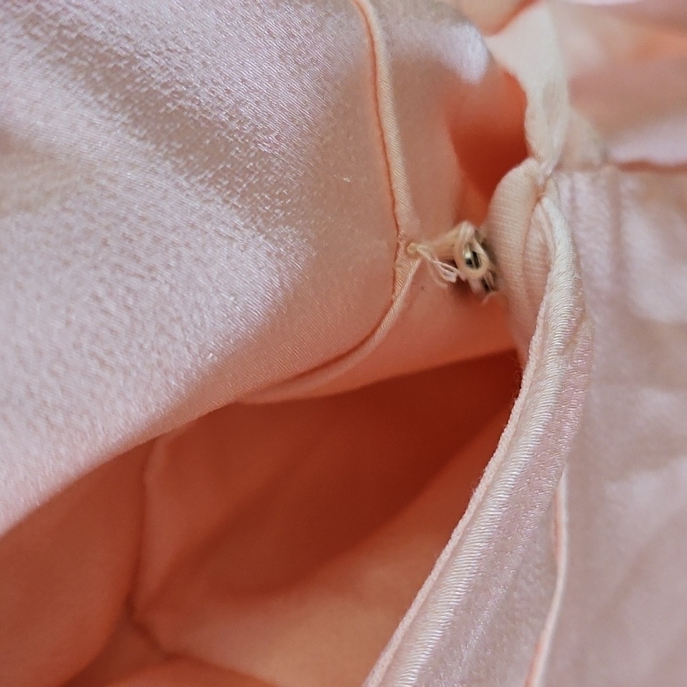 Halogen Light Pink Satin Faux Wrap Long Sleeve Shirt Dress - Picture 14 of 14